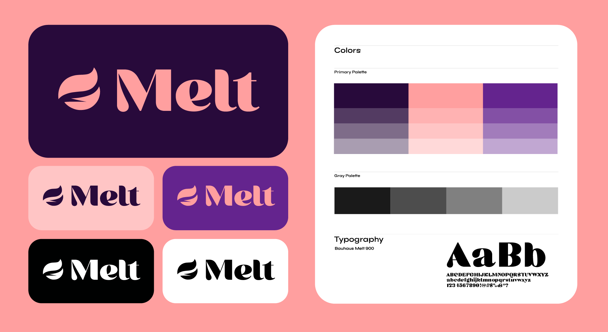 logo with brand kit example 70s font with wavy symbol, food, hair and fashion brand